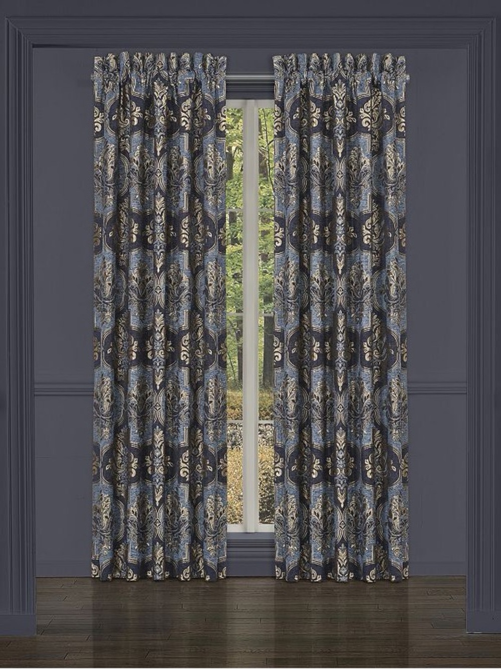 J. Queen New York Five Queens Court Manila Set of 2 Window Curtain Panels, Blue
